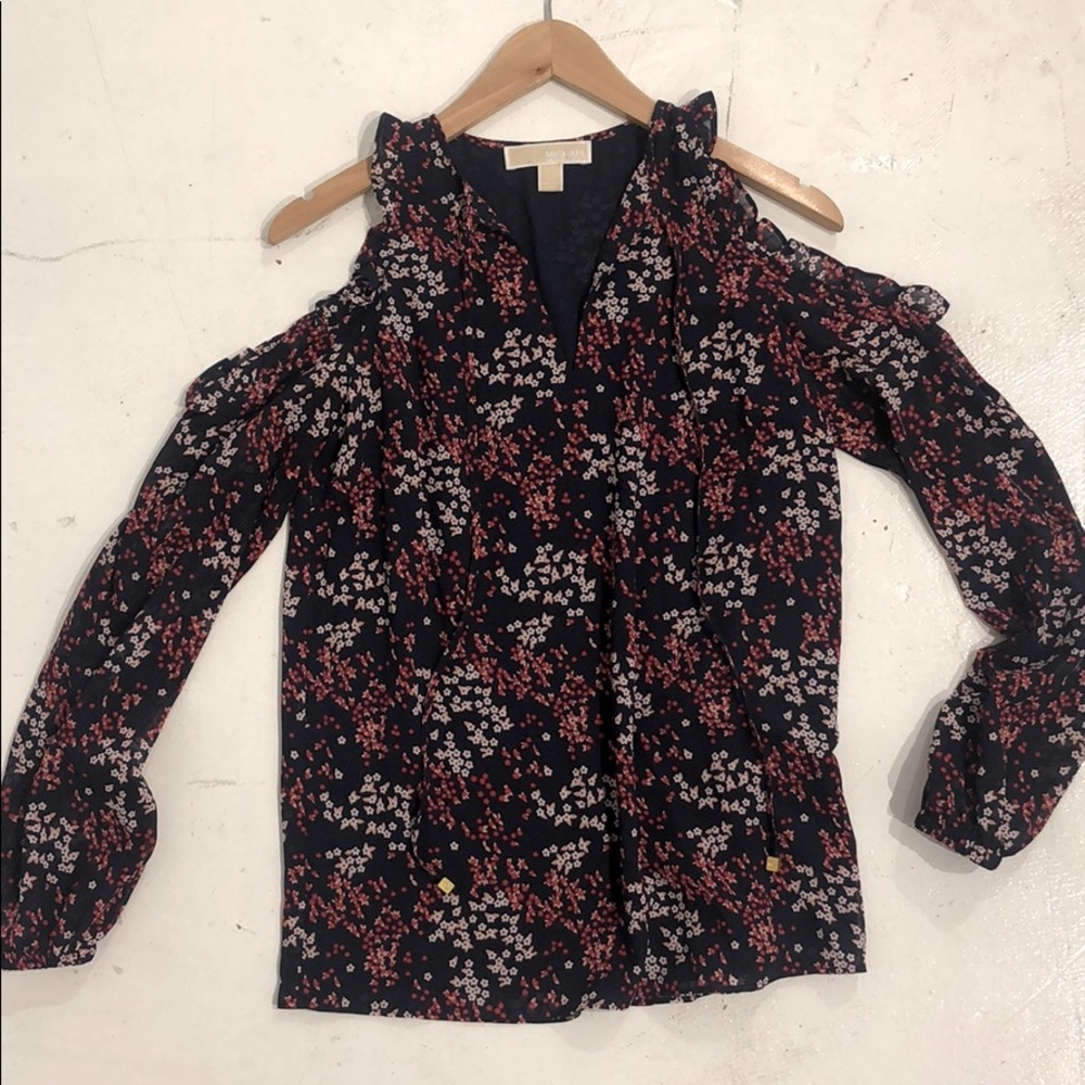 Michael Kors floral cold shoulder long sleeve top